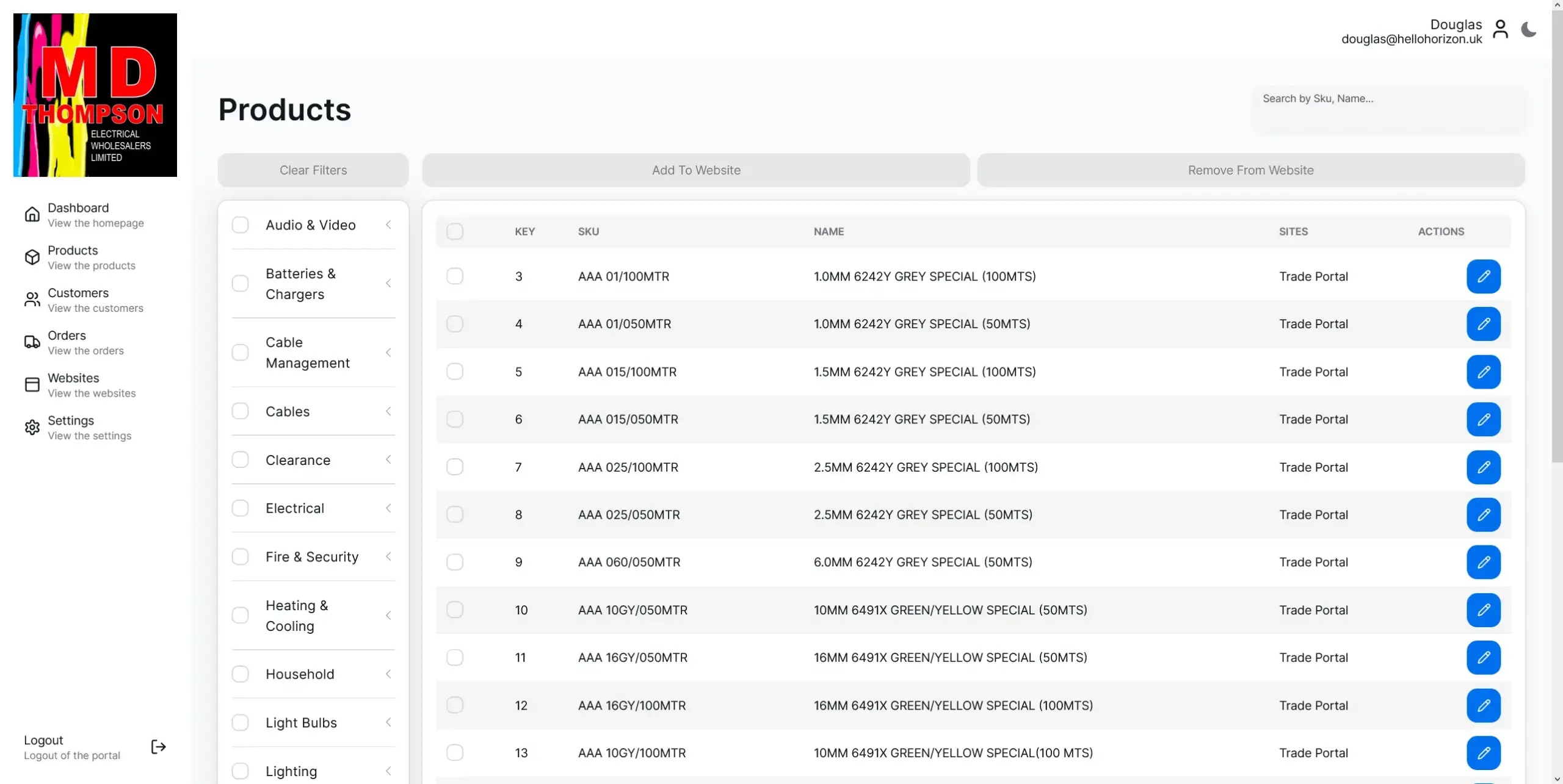 A screenshot of a client website design project completed by HelloHorizon.
